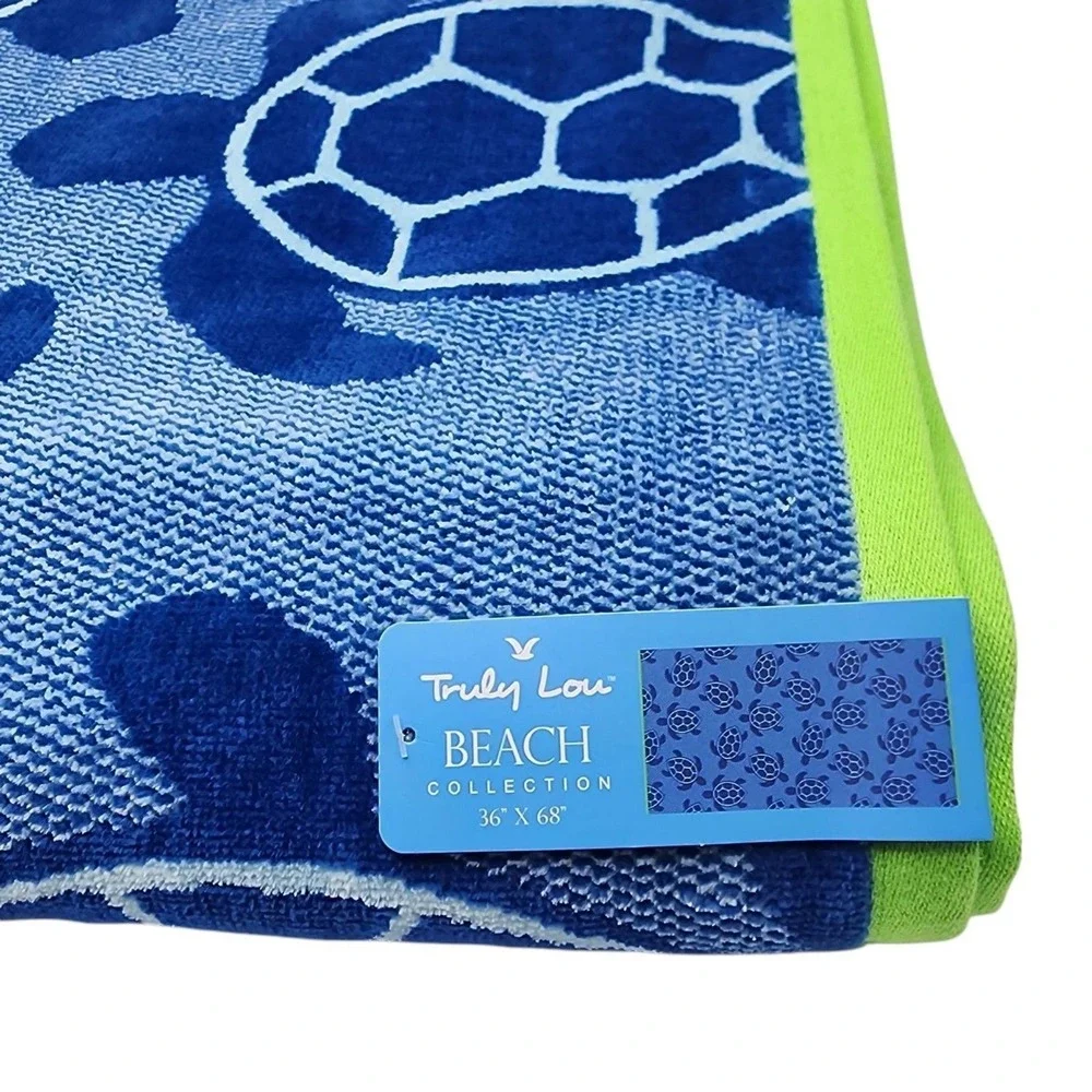 Truly Lou Turtle Cotton Spa Pool Beach Towel Blue Soft Absorbent Quick Dry 36x68